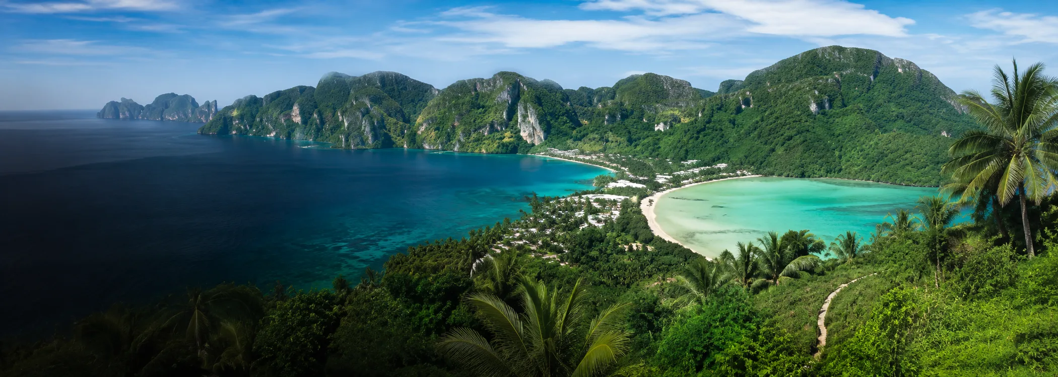 Tropical island viewpoint with turquoise bays